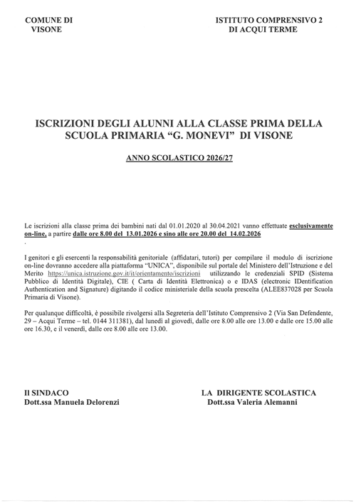 Iscrizioni Scuola Primaria G. Monevi